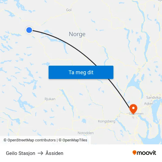 Geilo Stasjon to Åssiden map