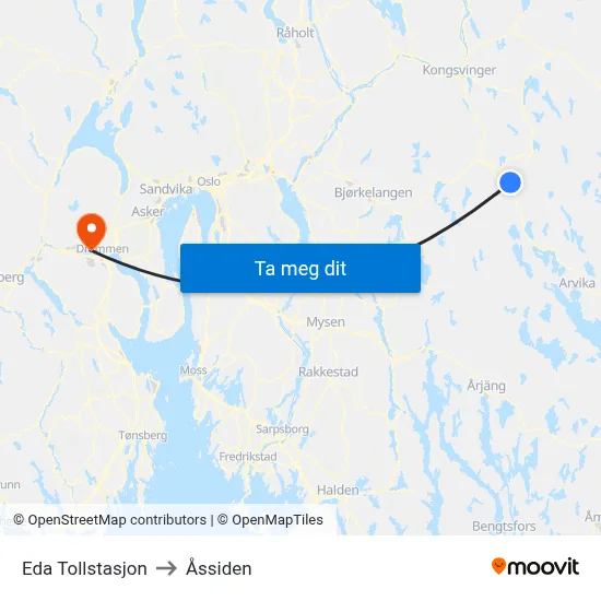 Eda Tollstasjon to Åssiden map