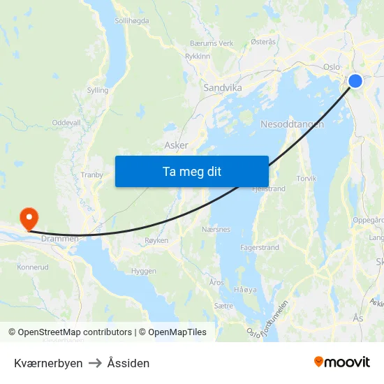 Kværnerbyen to Åssiden map