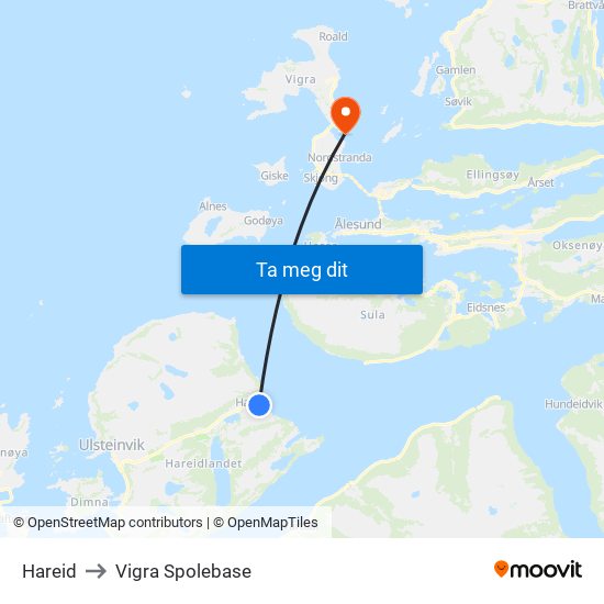 Hareid to Vigra Spolebase map