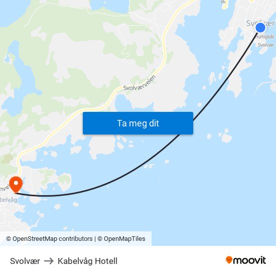 Svolvær to Kabelvåg Hotell map