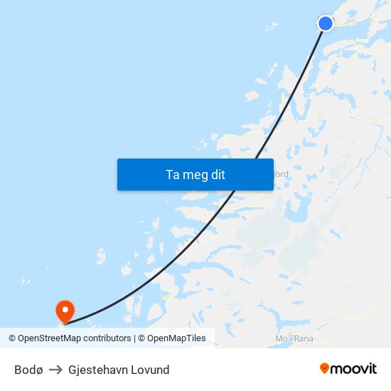 Bodø to Gjestehavn Lovund map