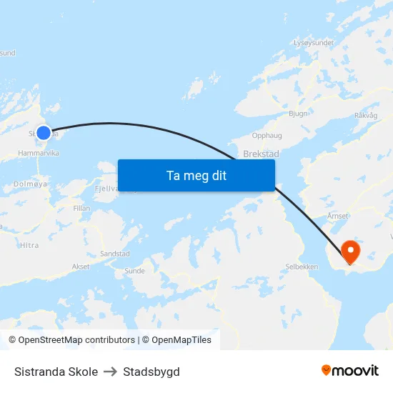 Sistranda Skole to Stadsbygd map