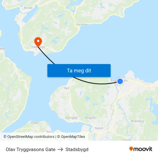 Olav Tryggvasons Gate to Stadsbygd map