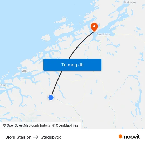 Bjorli Stasjon to Stadsbygd map