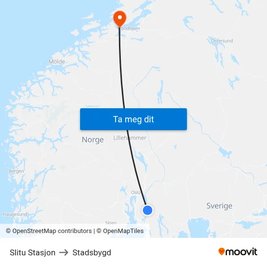 Slitu Stasjon to Stadsbygd map
