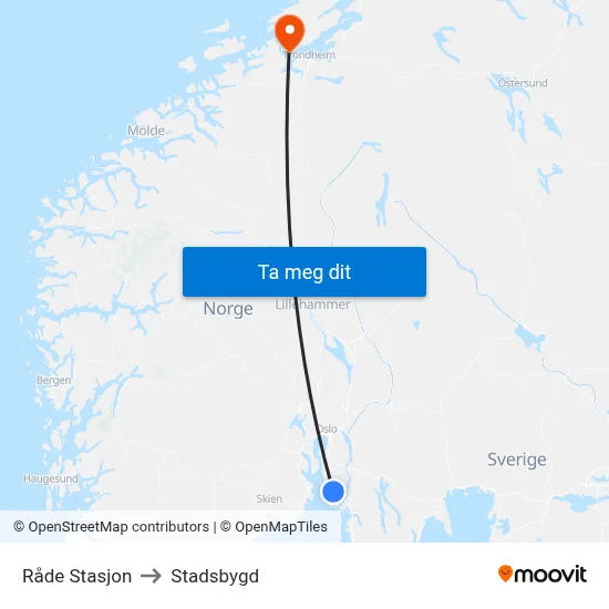 Råde Stasjon to Stadsbygd map