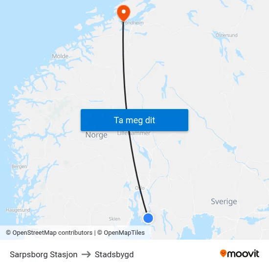 Sarpsborg Stasjon to Stadsbygd map