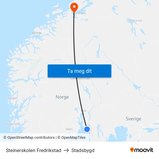 Steinerskolen Fredrikstad to Stadsbygd map
