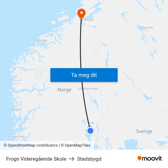 Frogn Videregående Skole to Stadsbygd map