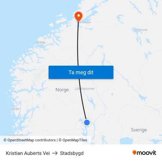 Kristian Auberts Vei to Stadsbygd map