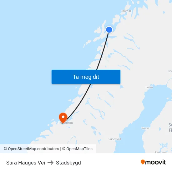 Sara Hauges Vei to Stadsbygd map