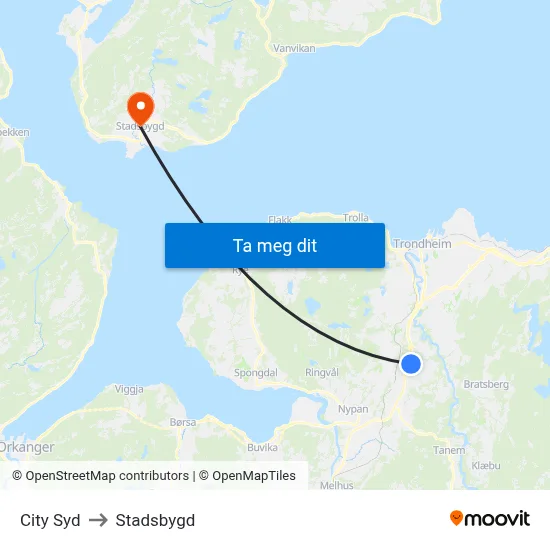 City Syd to Stadsbygd map