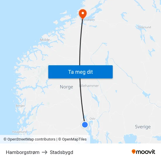 Hamborgstrøm to Stadsbygd map