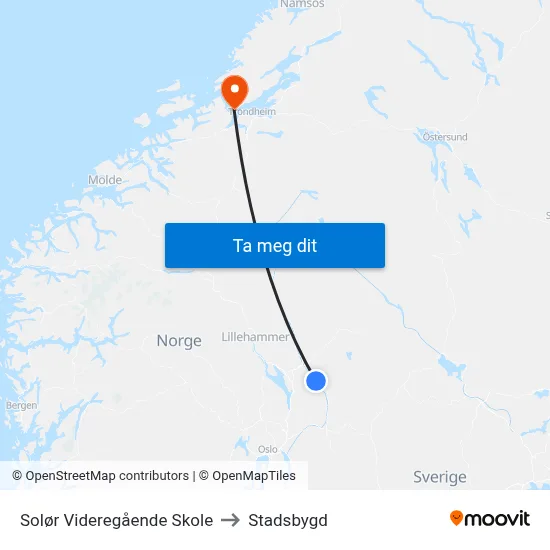 Solør Videregående Skole to Stadsbygd map