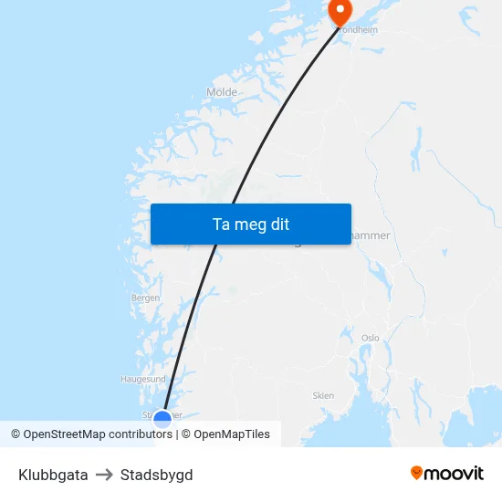 Klubbgata to Stadsbygd map