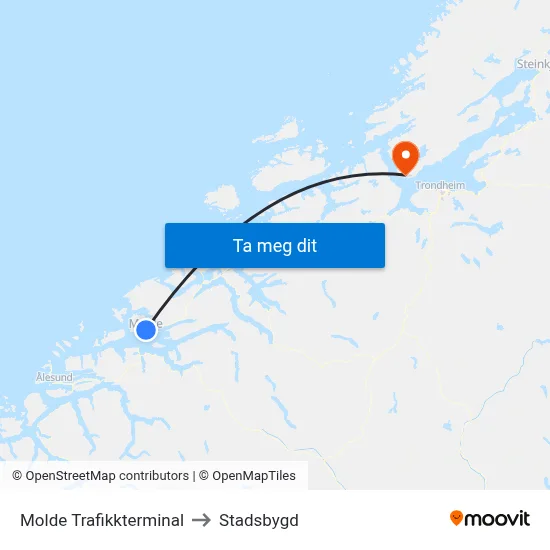 Molde Trafikkterminal to Stadsbygd map