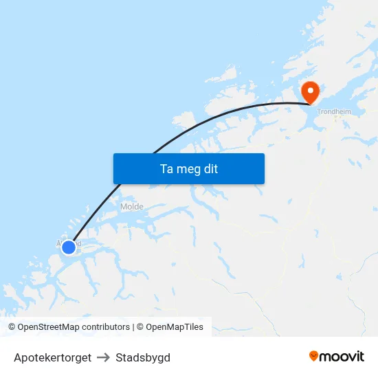 Apotekertorget to Stadsbygd map