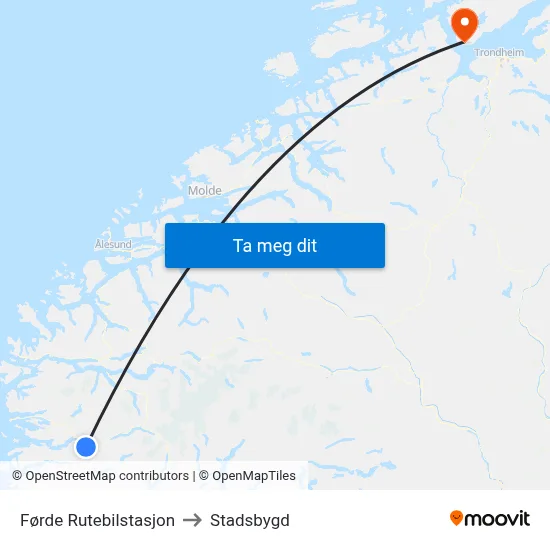 Førde Rutebilstasjon to Stadsbygd map