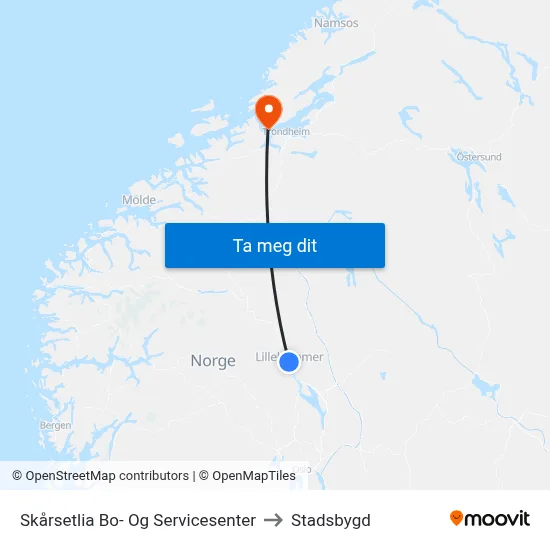 Skårsetlia Bo- Og Servicesenter to Stadsbygd map