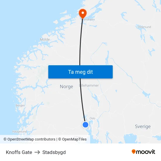 Knoffs Gate to Stadsbygd map