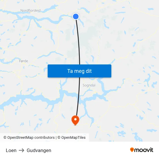 Loen to Gudvangen map