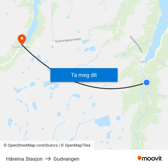 Håreina Stasjon to Gudvangen map