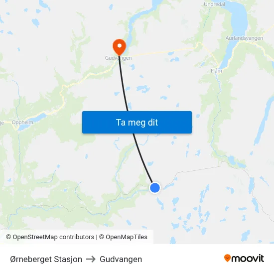 Ørneberget Stasjon to Gudvangen map
