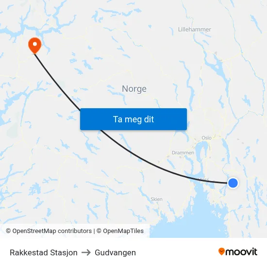 Rakkestad Stasjon to Gudvangen map