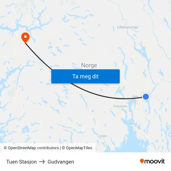 Tuen Stasjon to Gudvangen map