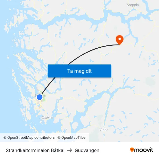 Strandkaiterminalen Båtkai to Gudvangen map