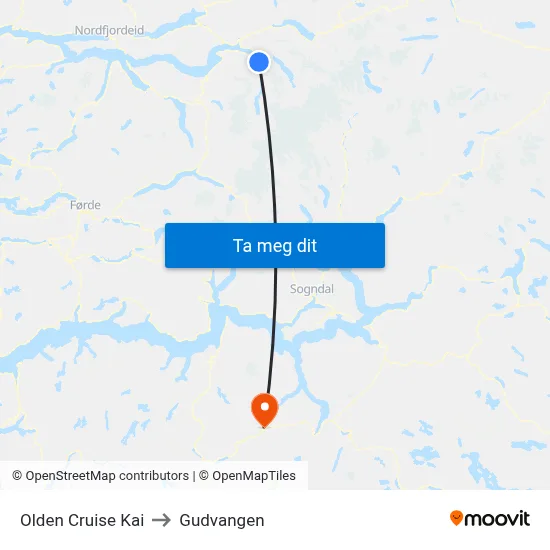 Olden Cruise Kai to Gudvangen map