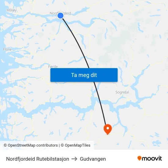 Nordfjordeid Rutebilstasjon to Gudvangen map