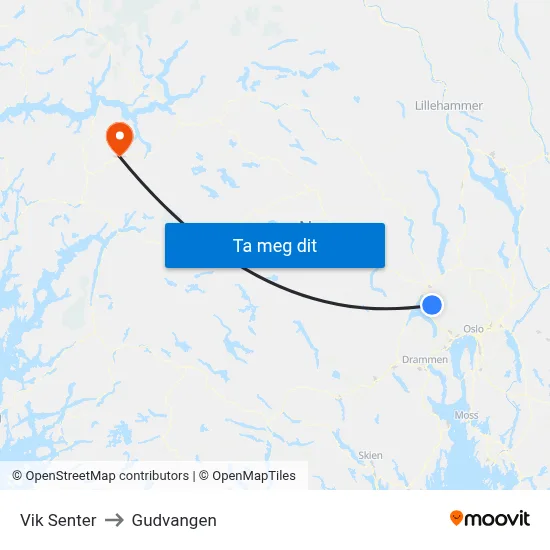 Vik Senter to Gudvangen map