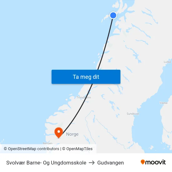 Svolvær Barne- Og Ungdomsskole to Gudvangen map