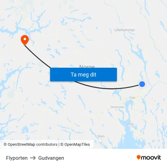 Flyporten to Gudvangen map