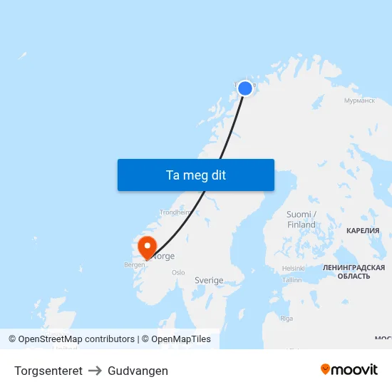 Torgsenteret to Gudvangen map