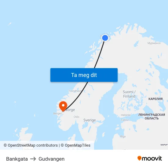 Bankgata to Gudvangen map