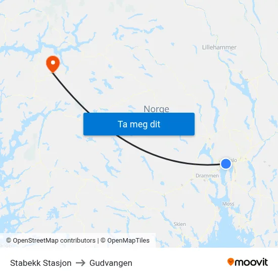 Stabekk Stasjon to Gudvangen map