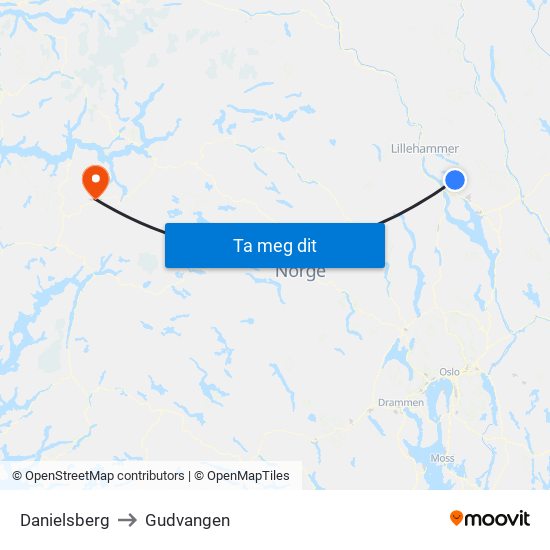 Danielsberg to Gudvangen map