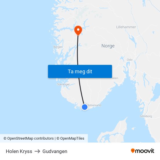 Holen Kryss to Gudvangen map