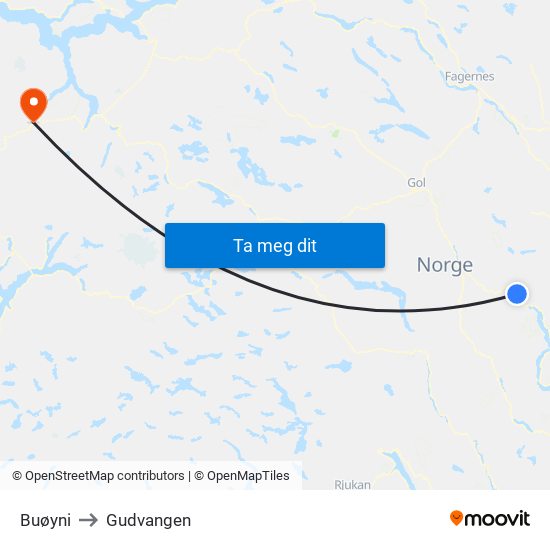 Buøyni to Gudvangen map