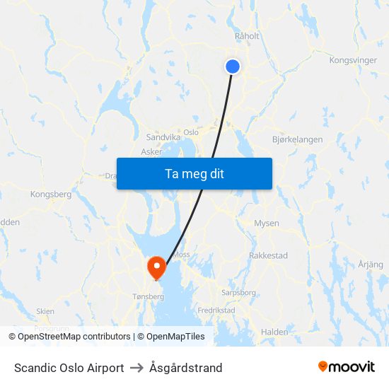 Scandic Oslo Airport to Åsgårdstrand map