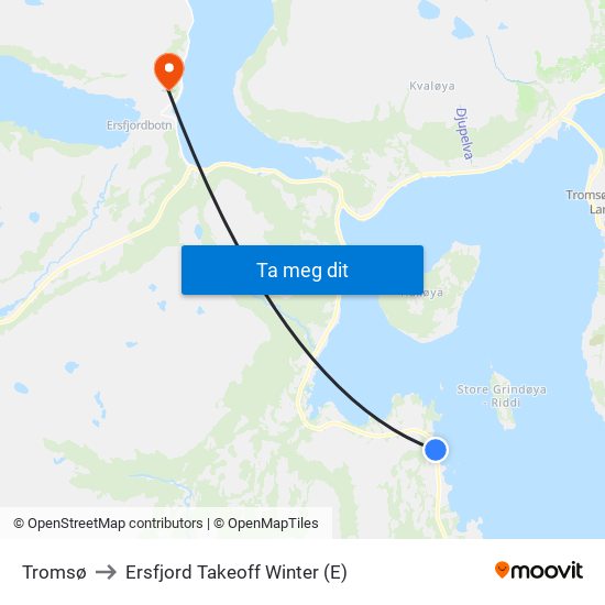 Tromsø to Ersfjord Takeoff Winter (E) map