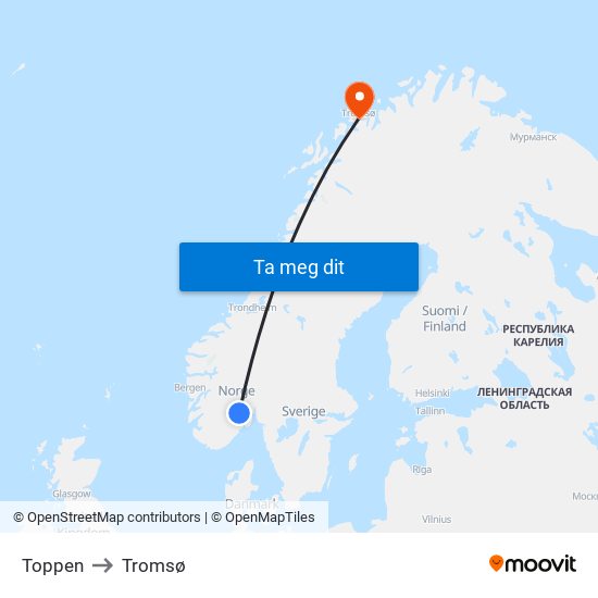 Toppen to Tromsø map