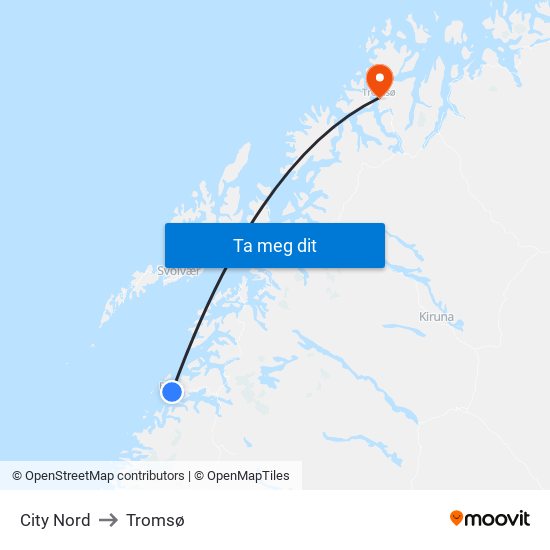 City Nord to Tromsø map