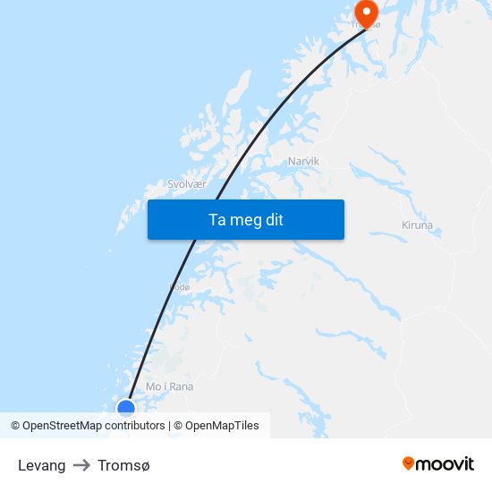 Levang to Tromsø map