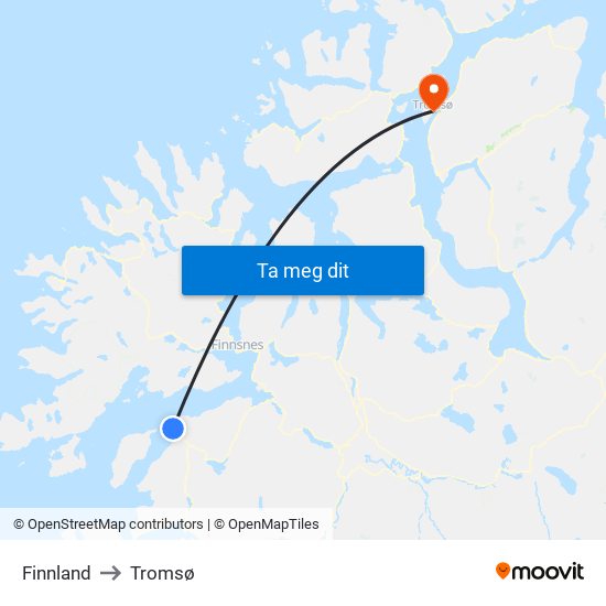 Finnland to Tromsø map