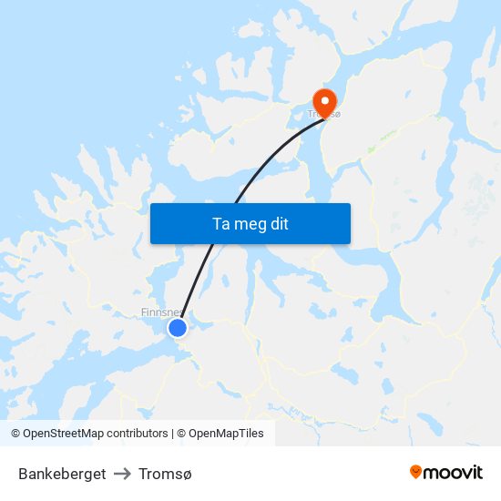Bankeberget to Tromsø map