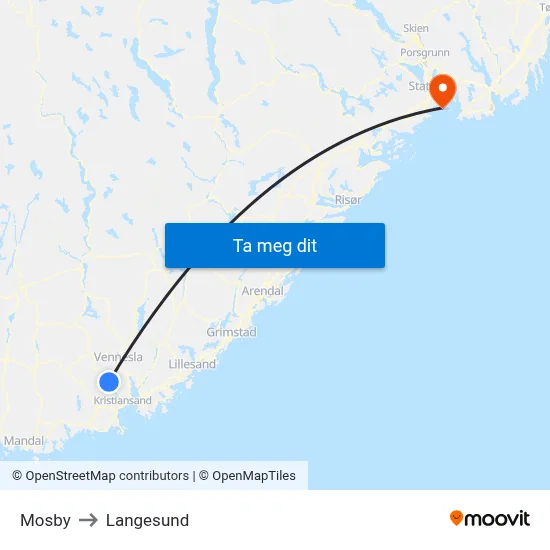 Mosby to Langesund map